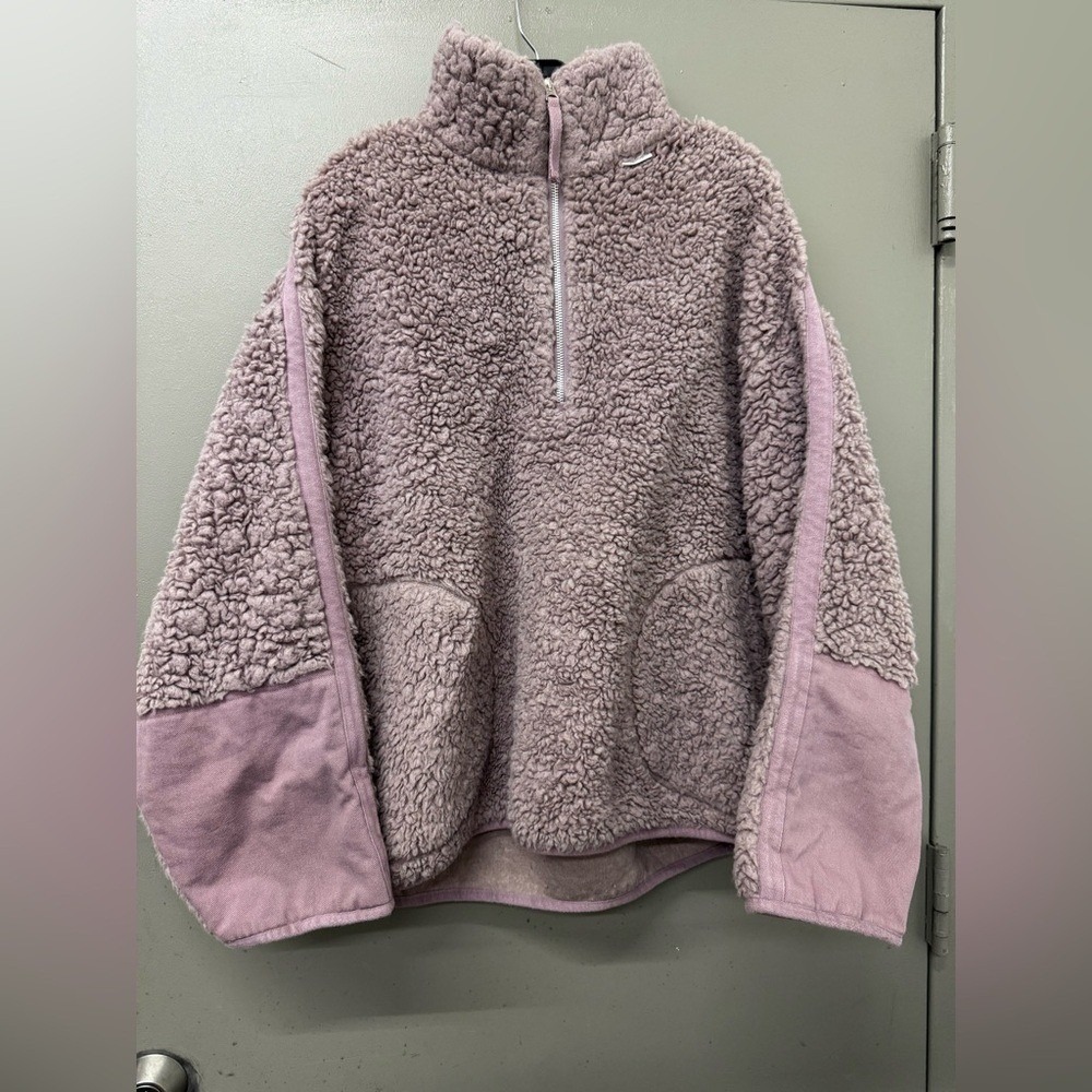 Acne Studios Fedda Lilac Purple Faux Shearling Teddy Pullover Womens Size L